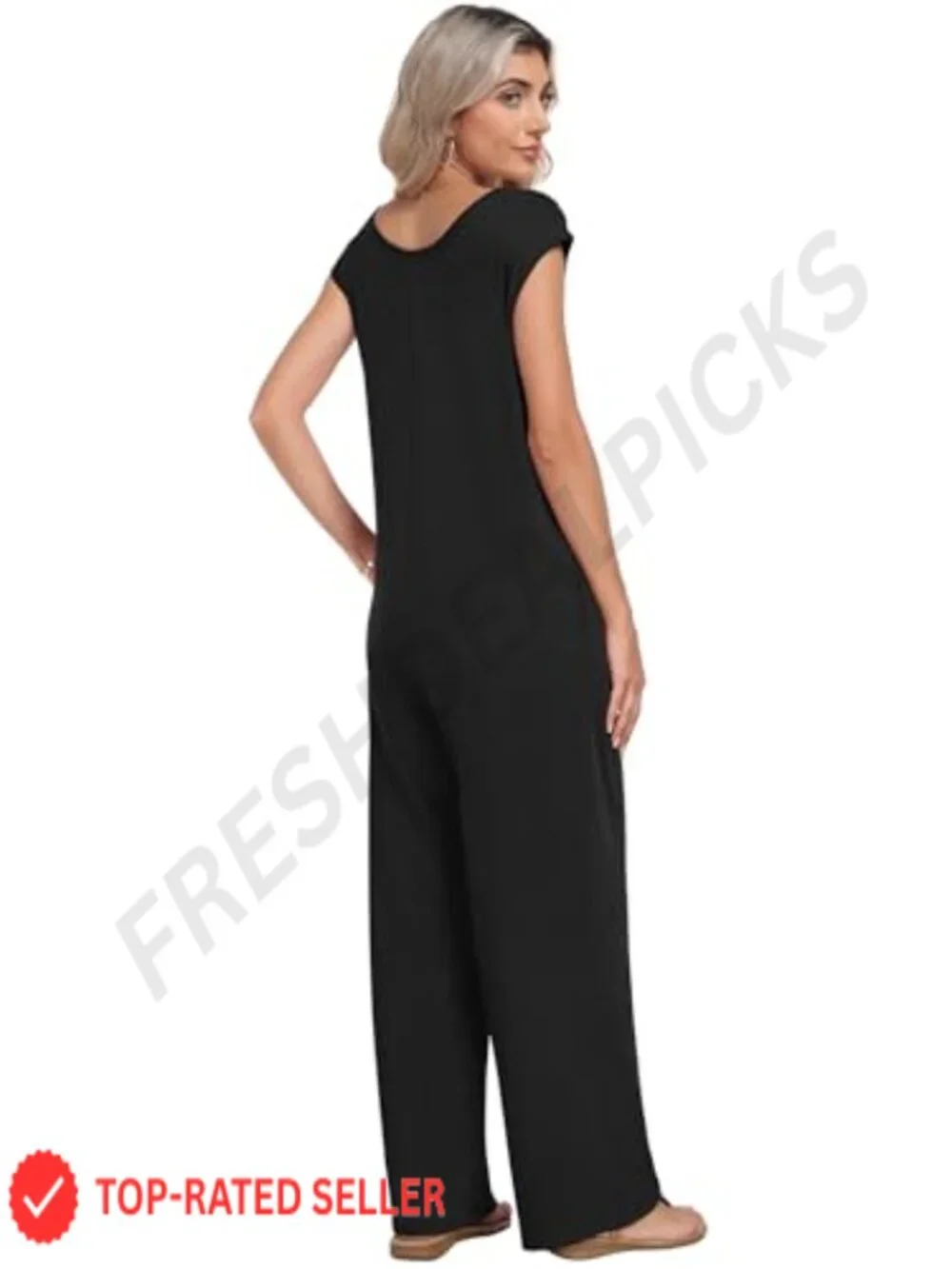 LILBETTER Women's Jumpsuit Casual Summer Cap Sleeve Overalls with Pockets Wide